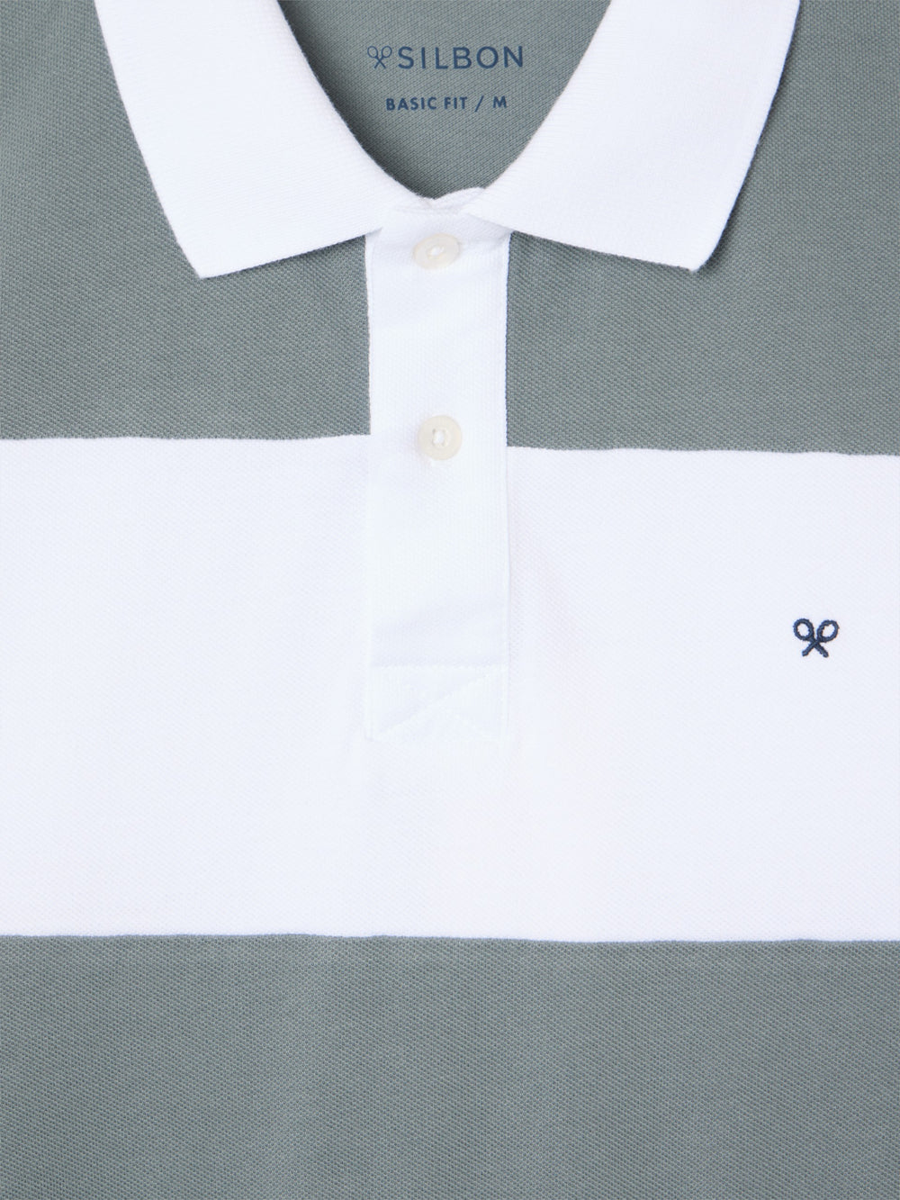 Polo à manches courtes à larges rayures bleu pétrole