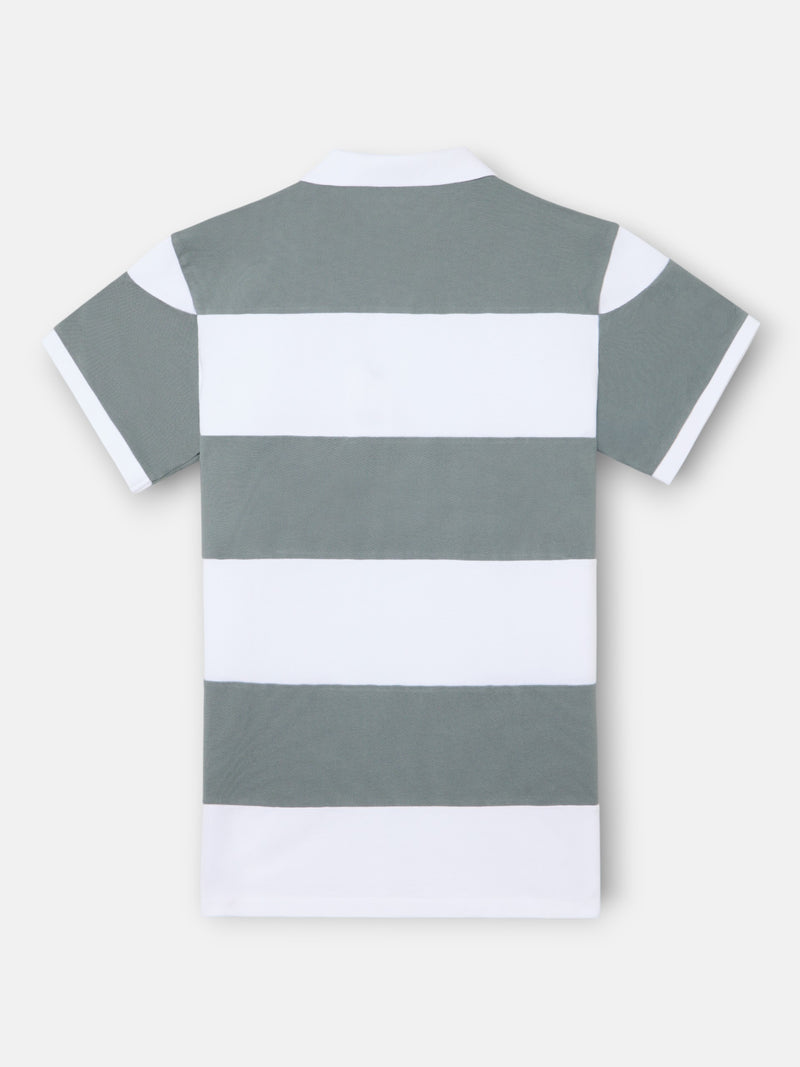 Polo manga corta rayas anchas azul petroleo