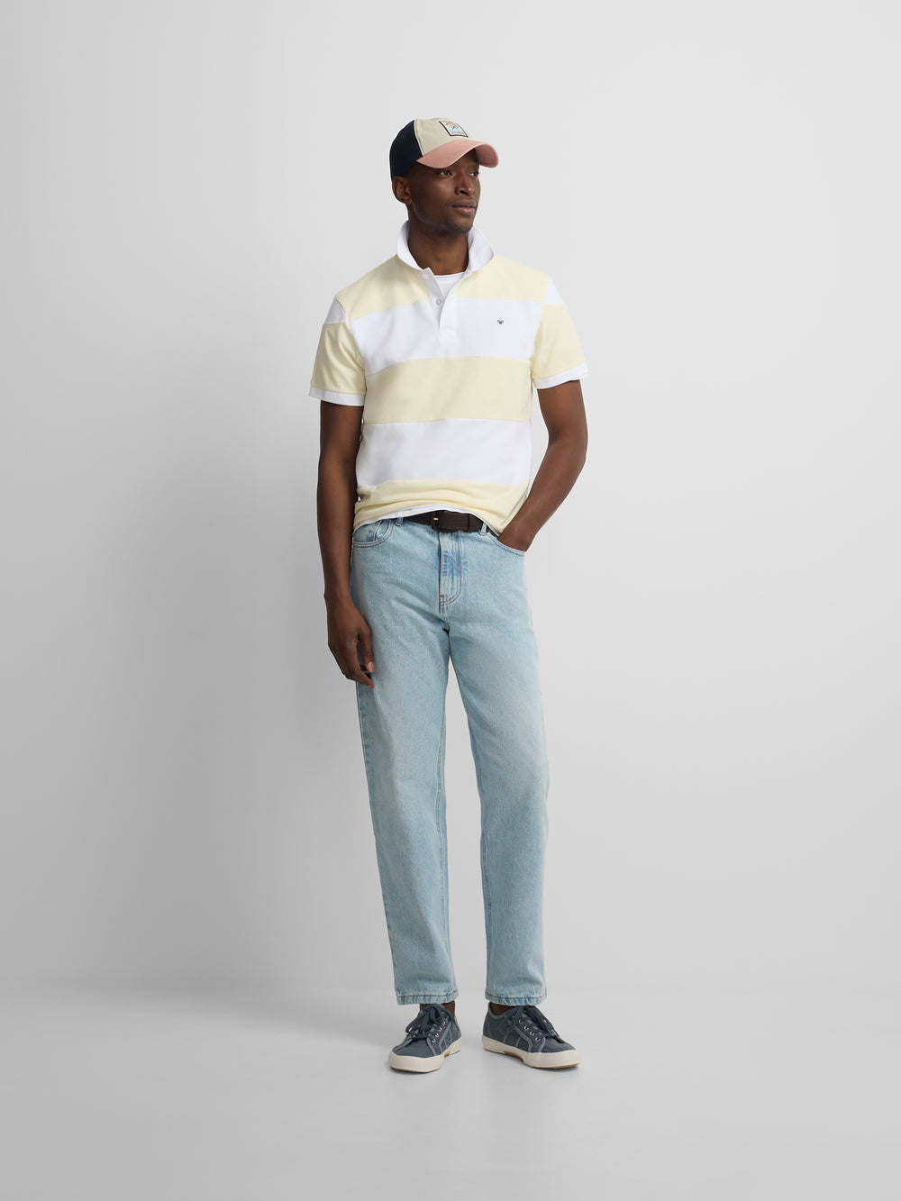 Polo manga corta rayas anchas amarillo