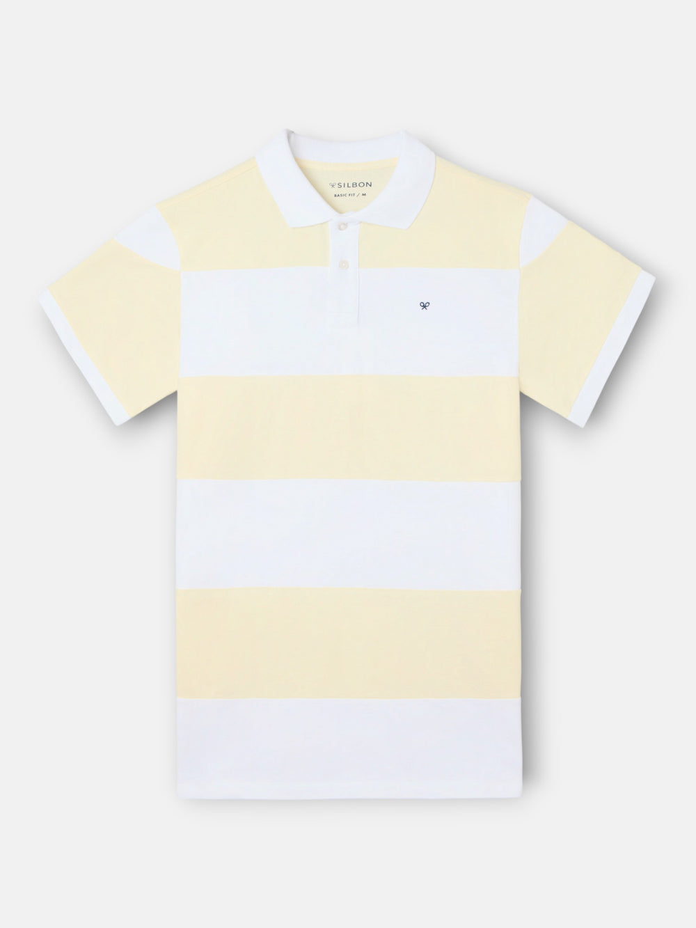Polo jaune à manches courtes et larges rayures