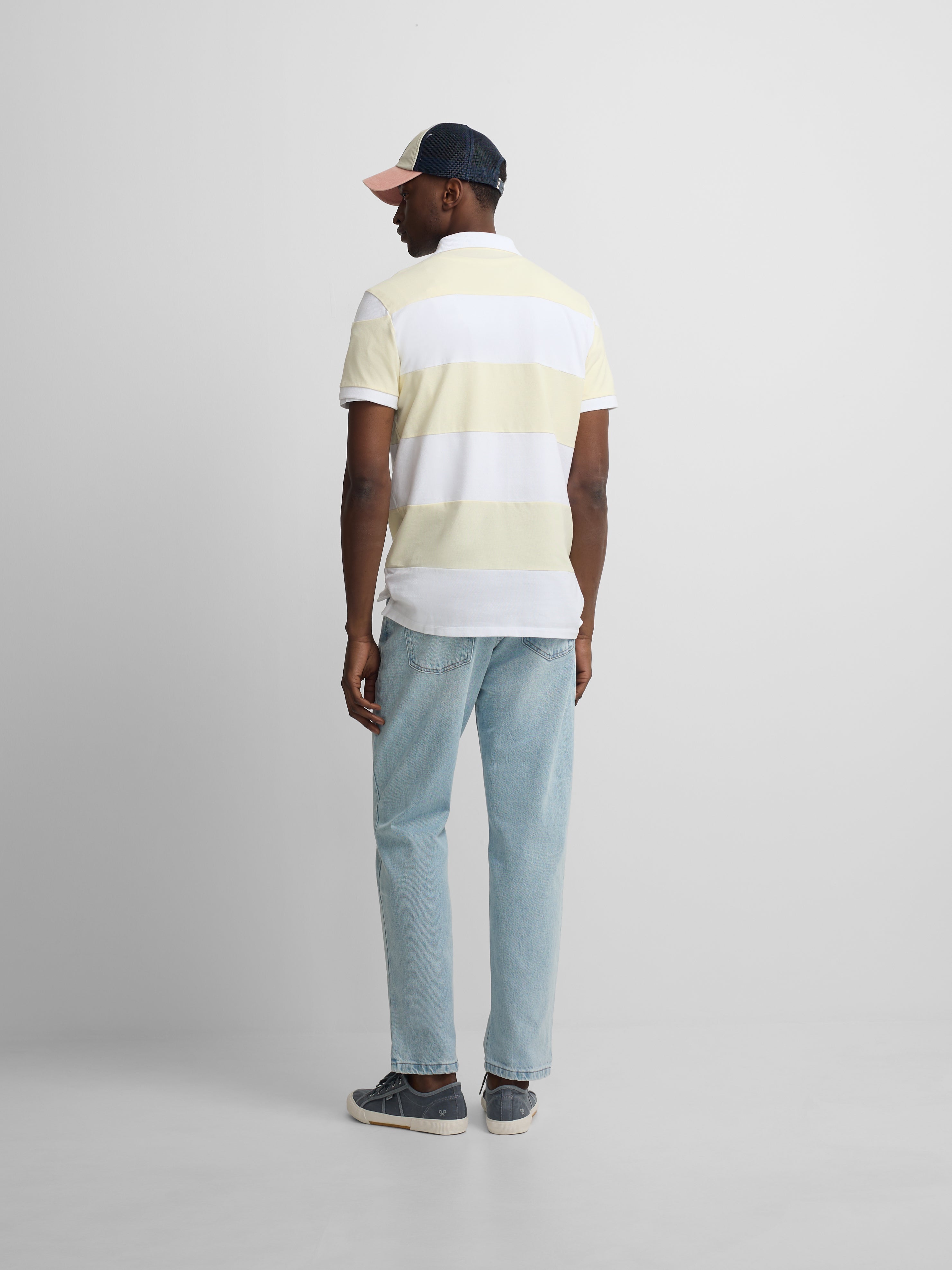 Polo manga corta rayas anchas amarillo