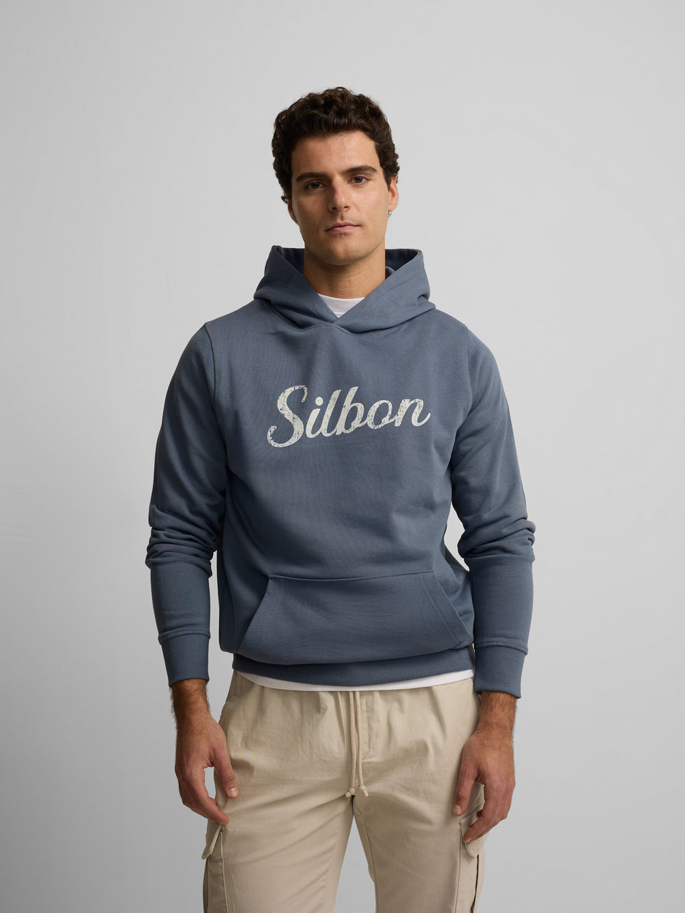 Sudadera capucha Silbon vintage azul indigo
