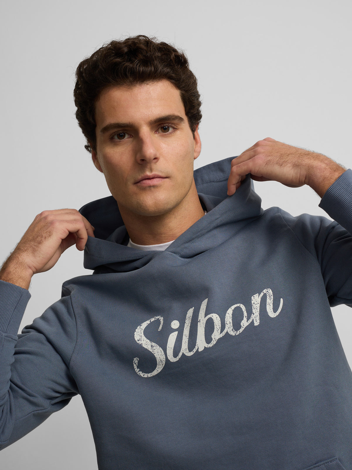 Sweatshirt com capuz Silbon vintage azul índigo