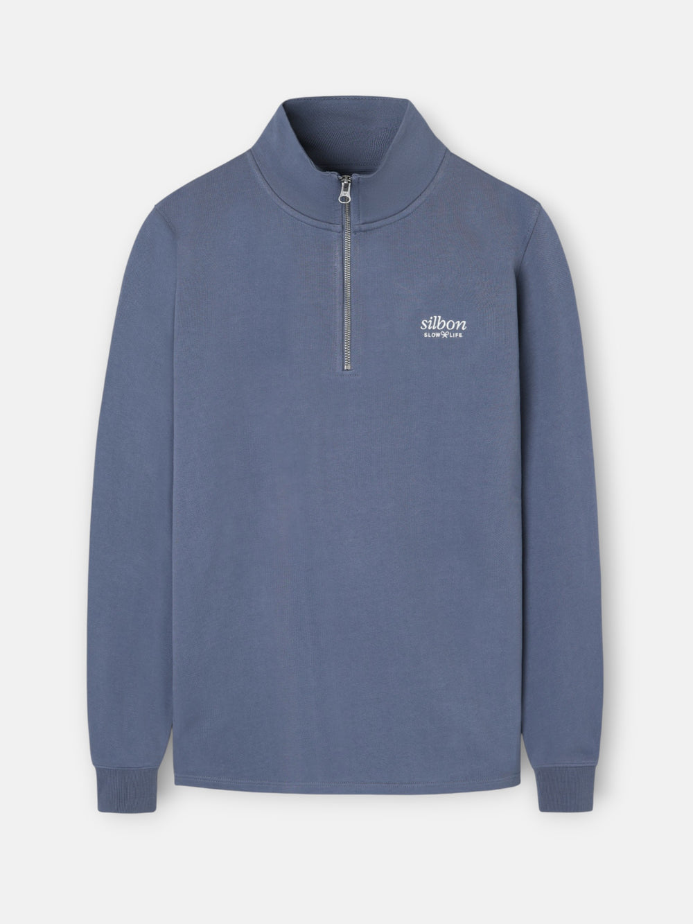 Sudadera media cremallera slow life azul indigo