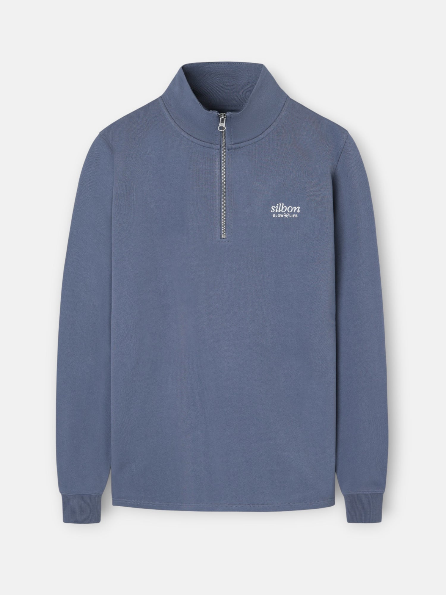 Sudadera media cremallera slow life azul indigo
