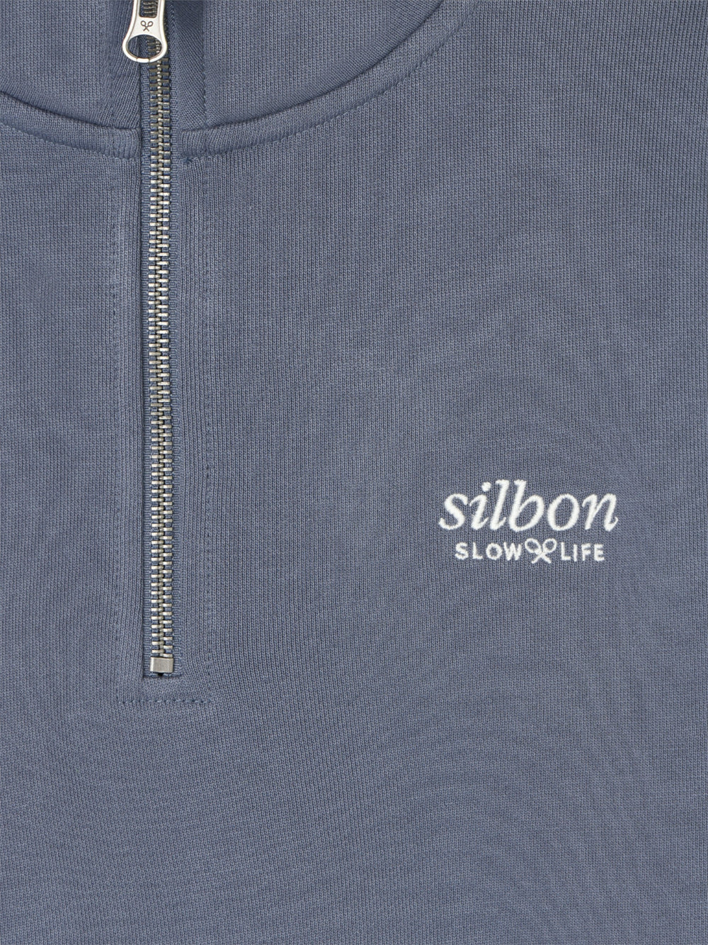 Sudadera media cremallera slow life azul indigo