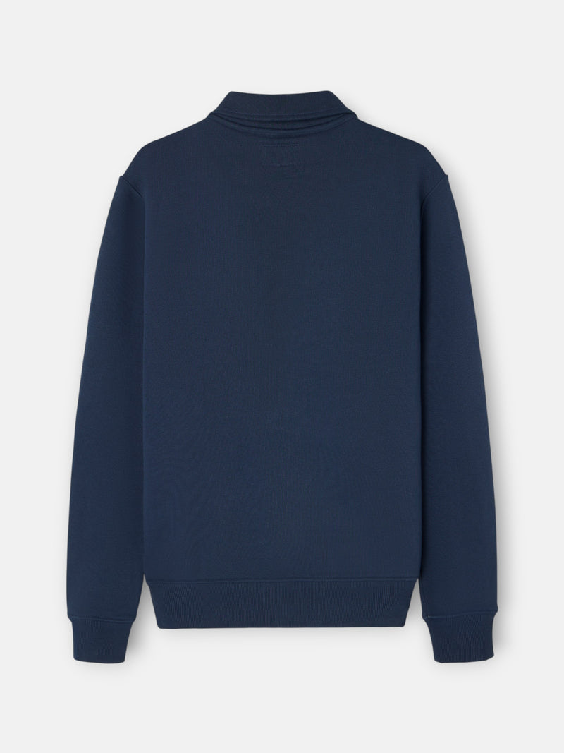 Sudadera media cremallera minilogo azul marino