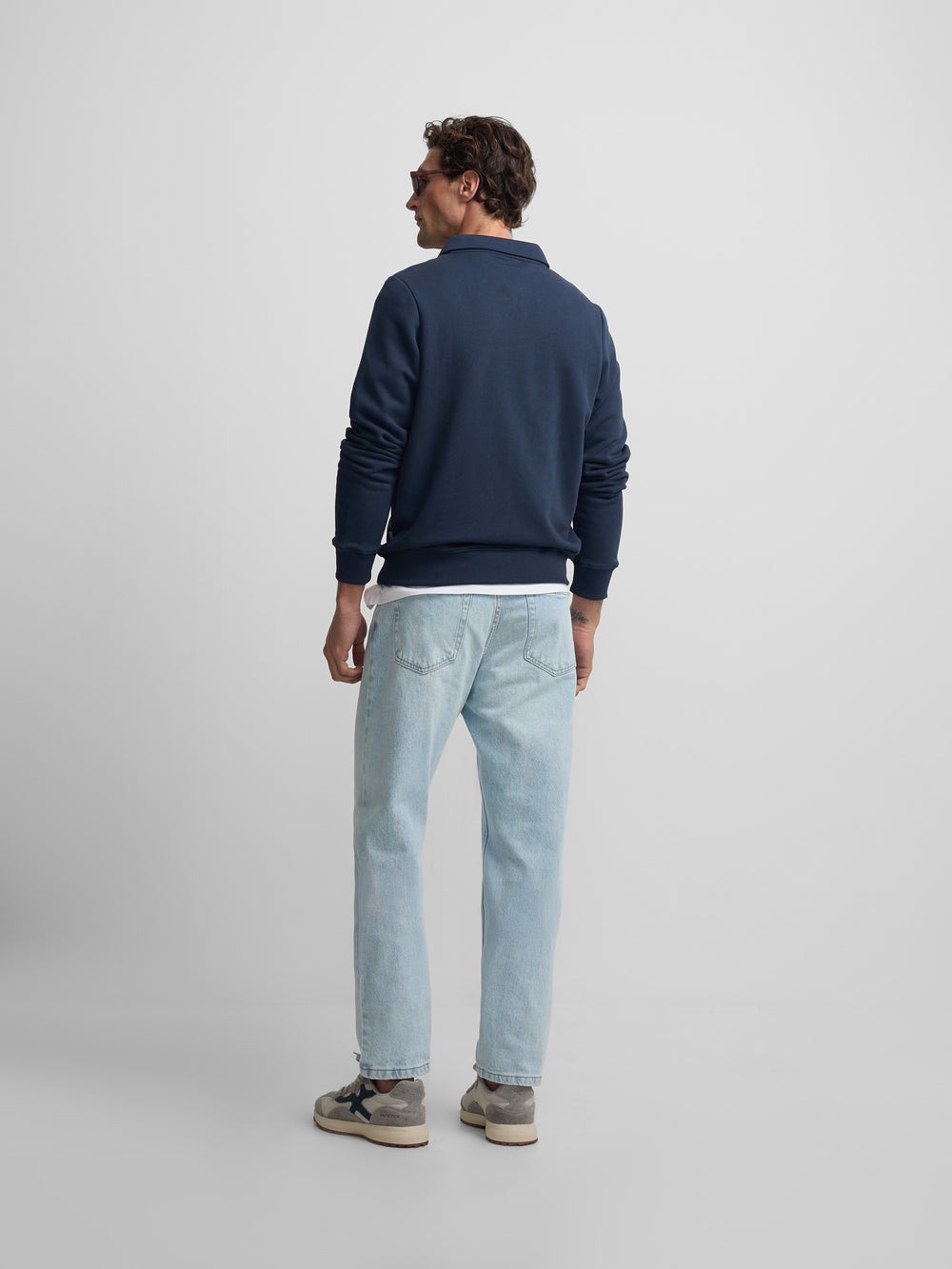 Navy blue mini logo half-zip sweatshirt