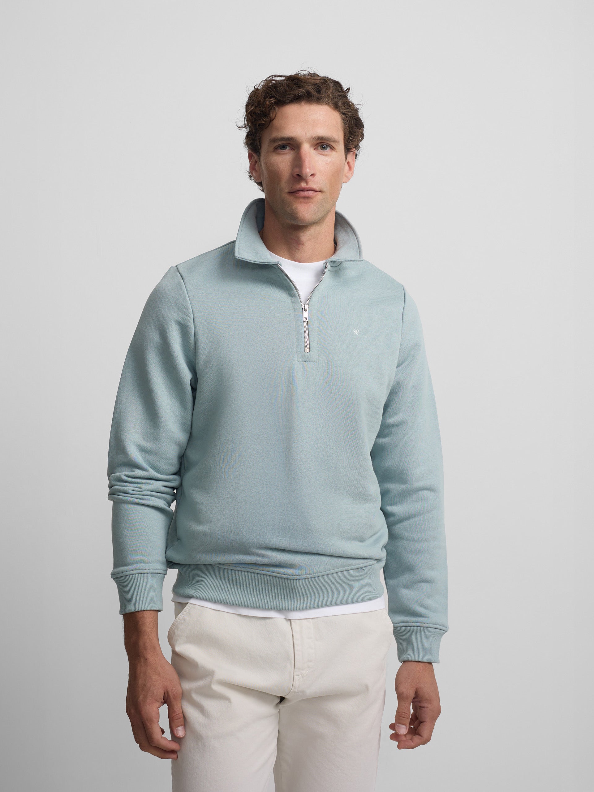 Aquamarine mini logo half-zip sweatshirt