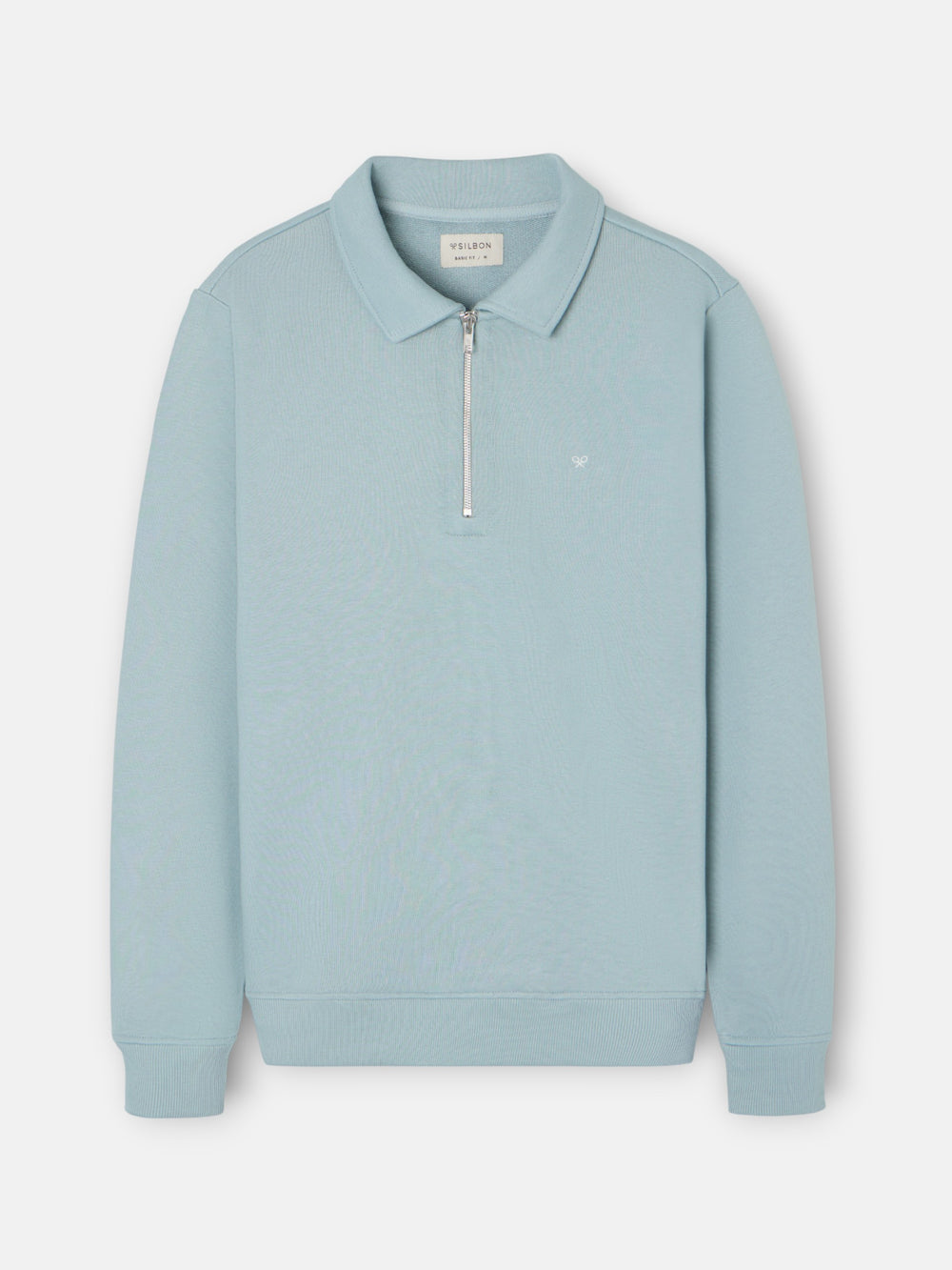 Sweat-shirt demi-fermeture éclair minilogo bleu aigue-marine