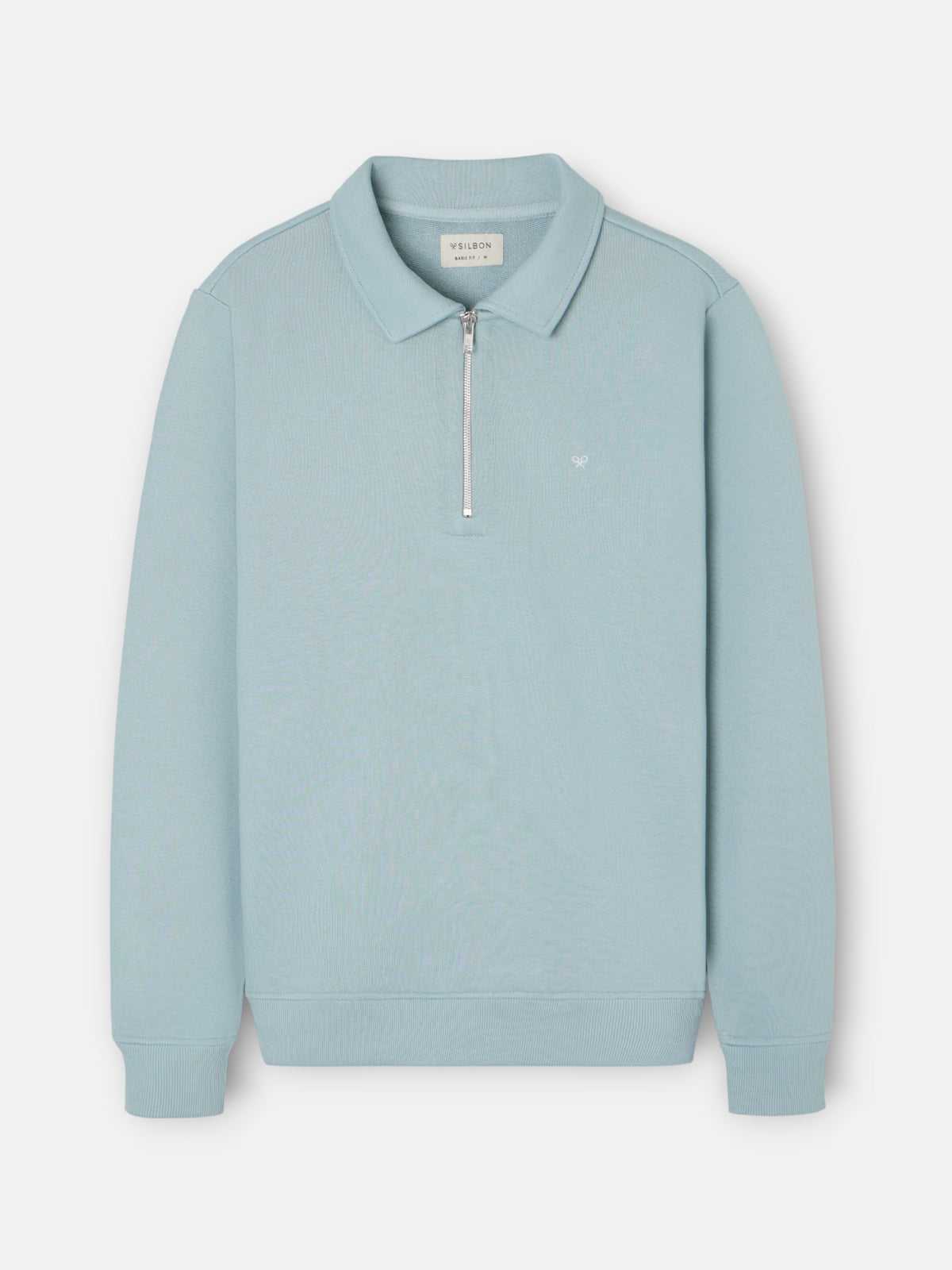 Sudadera media cremallera minilogo aguamarina