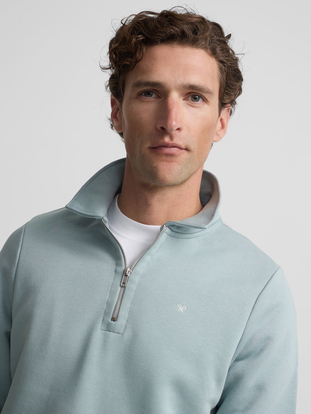 Aquamarine mini logo half-zip sweatshirt