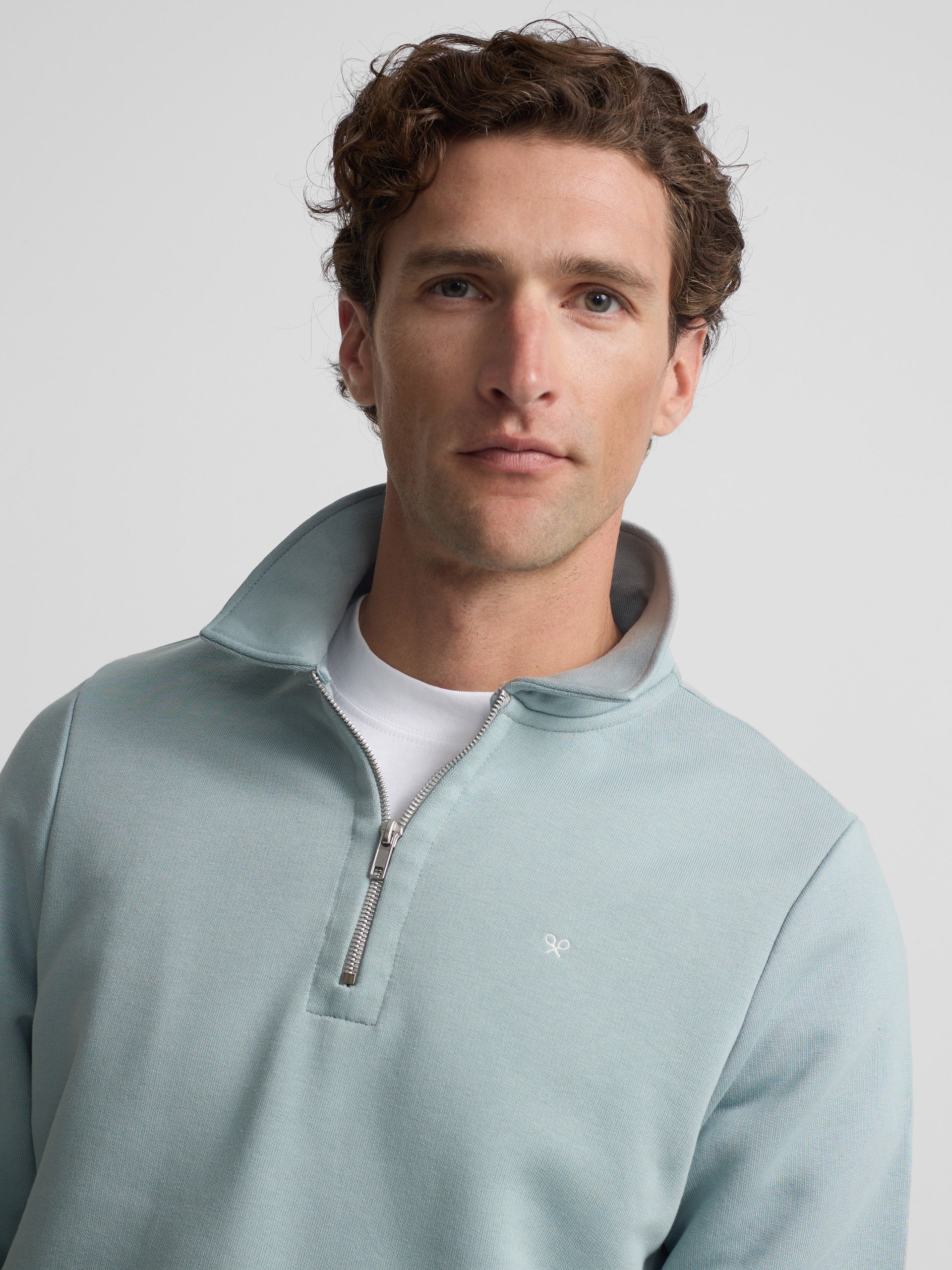 Aquamarine mini logo half-zip sweatshirt