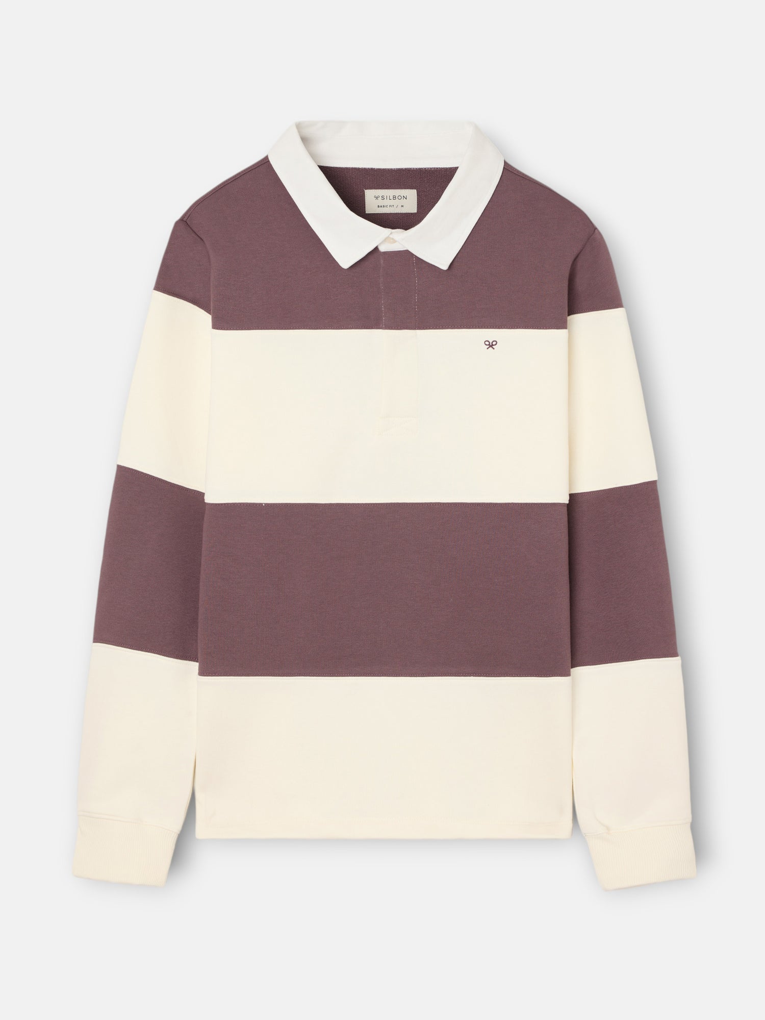 Burgundy wide striped polo neck sweatshirt