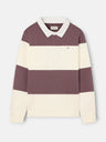 Burgundy wide stripe polo neck sweatshirt