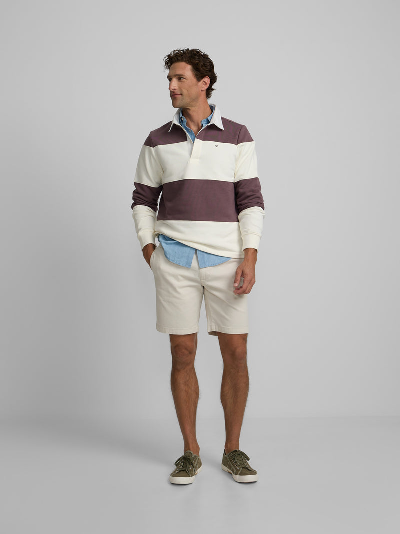 Burgundy wide stripe polo neck sweatshirt