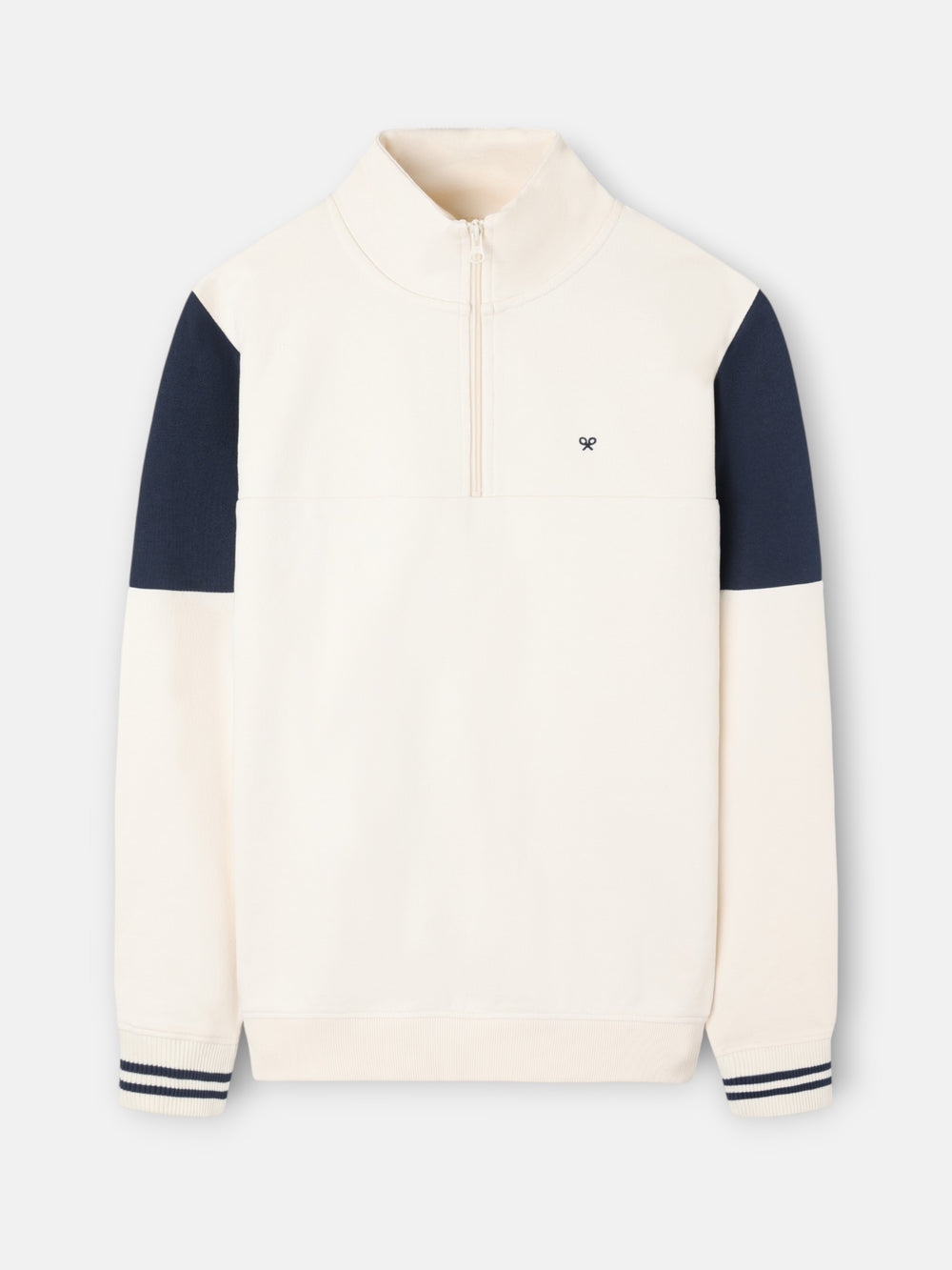 Sudadera media cremallera vintage crema