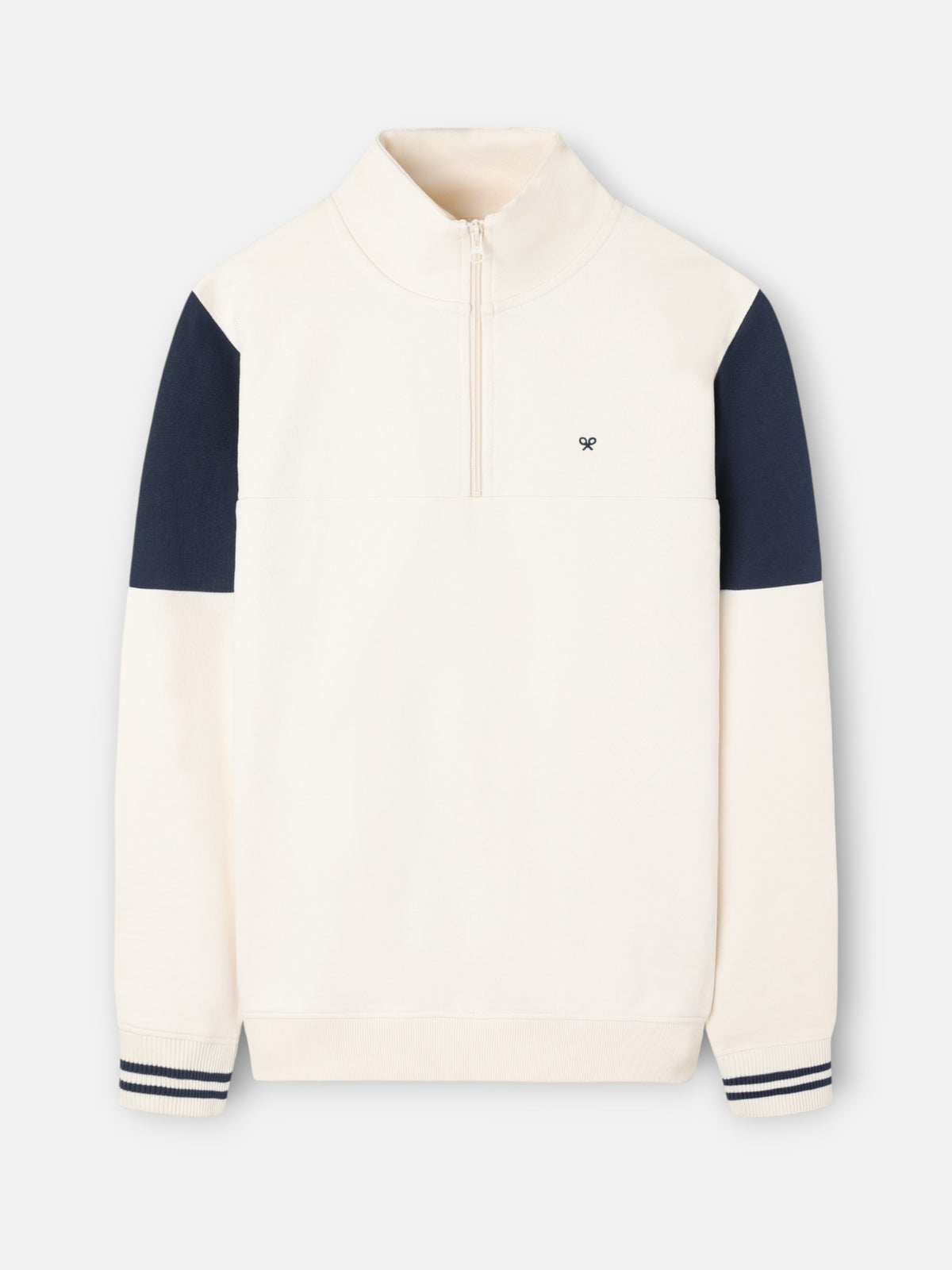 Sudadera media cremallera vintage crema