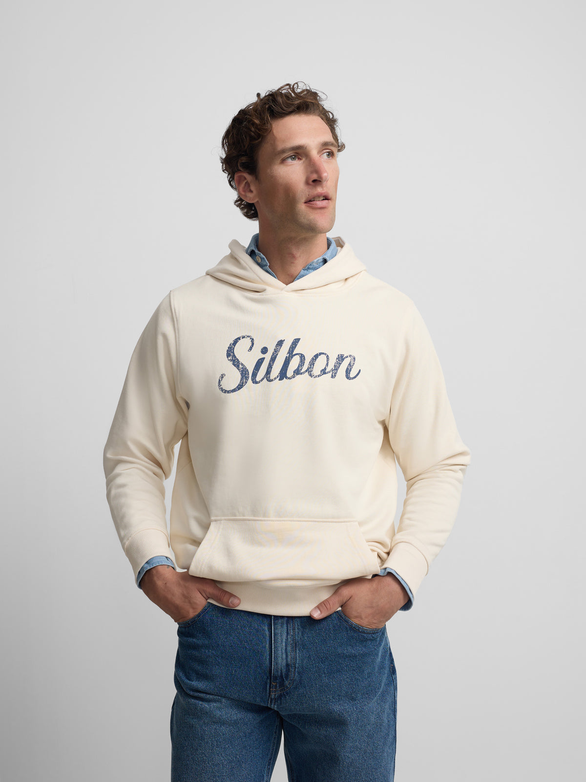 Sweatshirt com capuz Silbon vintage creme