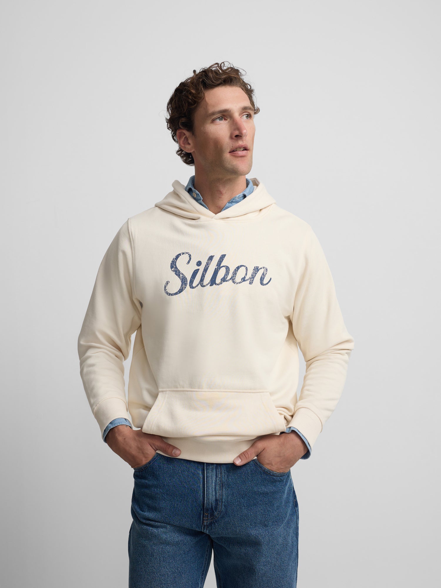 Sweatshirt com capuz Silbon vintage creme