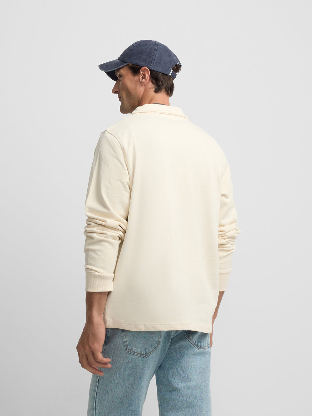 Sudadera media cremallera slow life crema