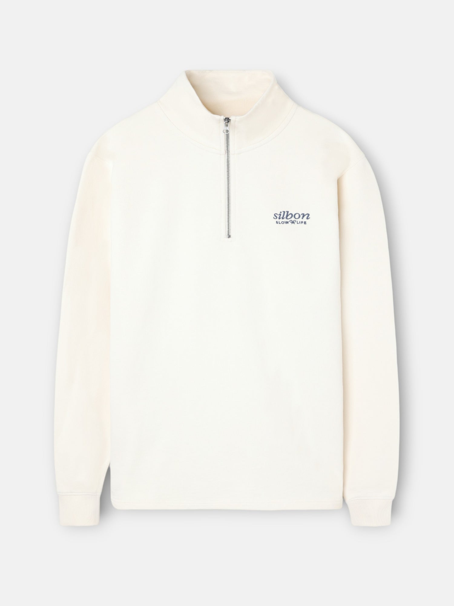 Sudadera media cremallera slow life crema