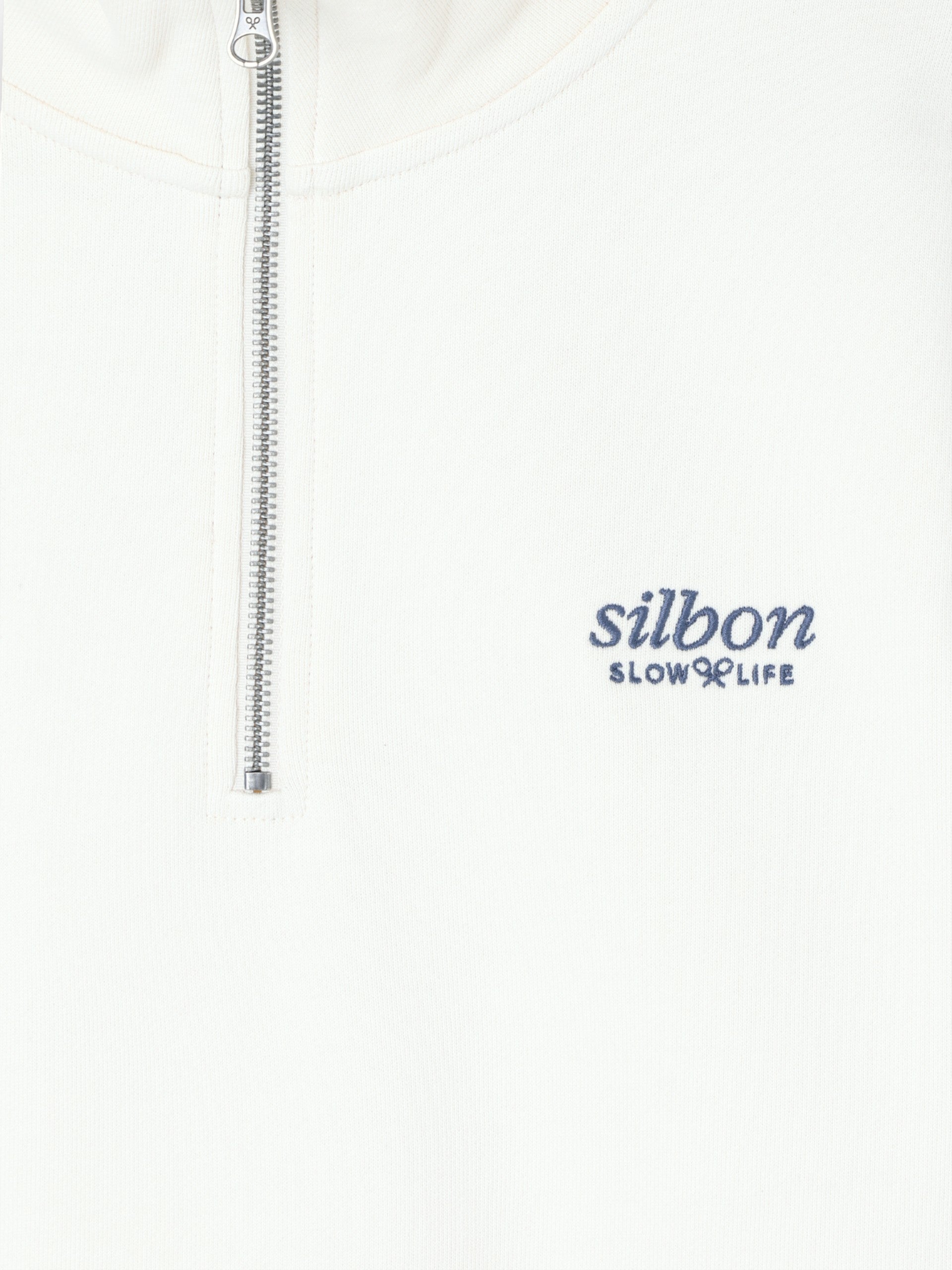 Sudadera media cremallera slow life crema