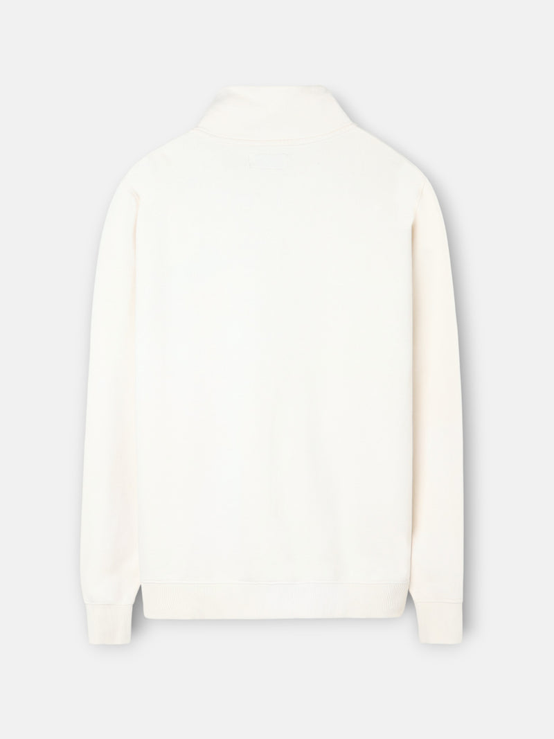 Sudadera cremallera bordado crema