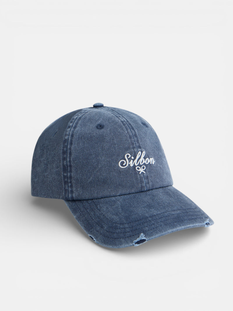 Silbon blue denim style cap