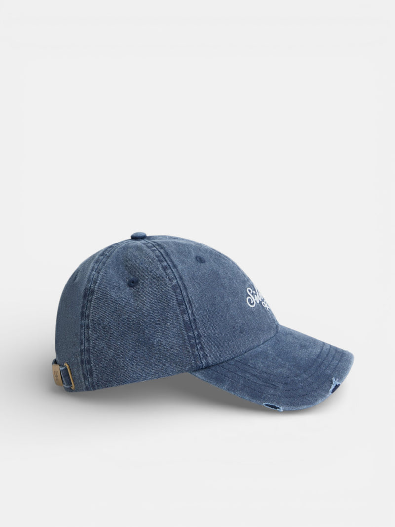 Silbon blue denim style cap