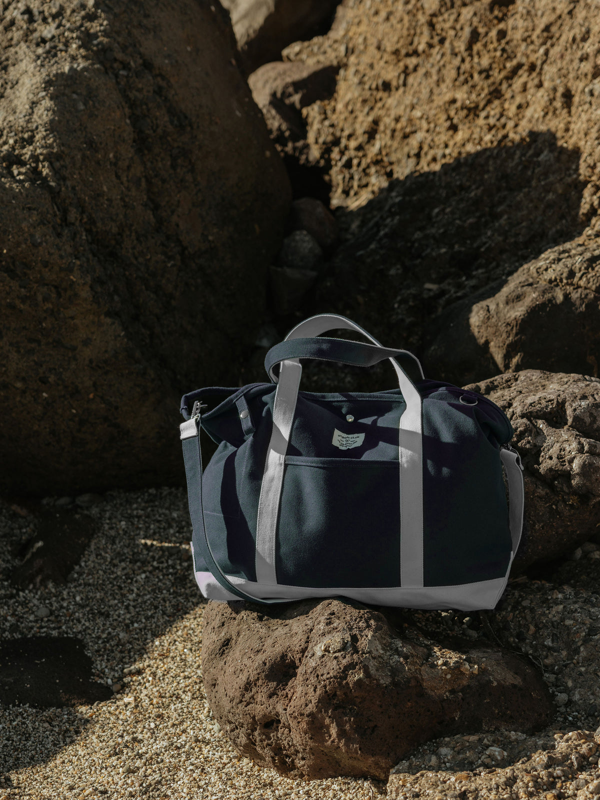 Tote bag clássico bicolor azul-marinho