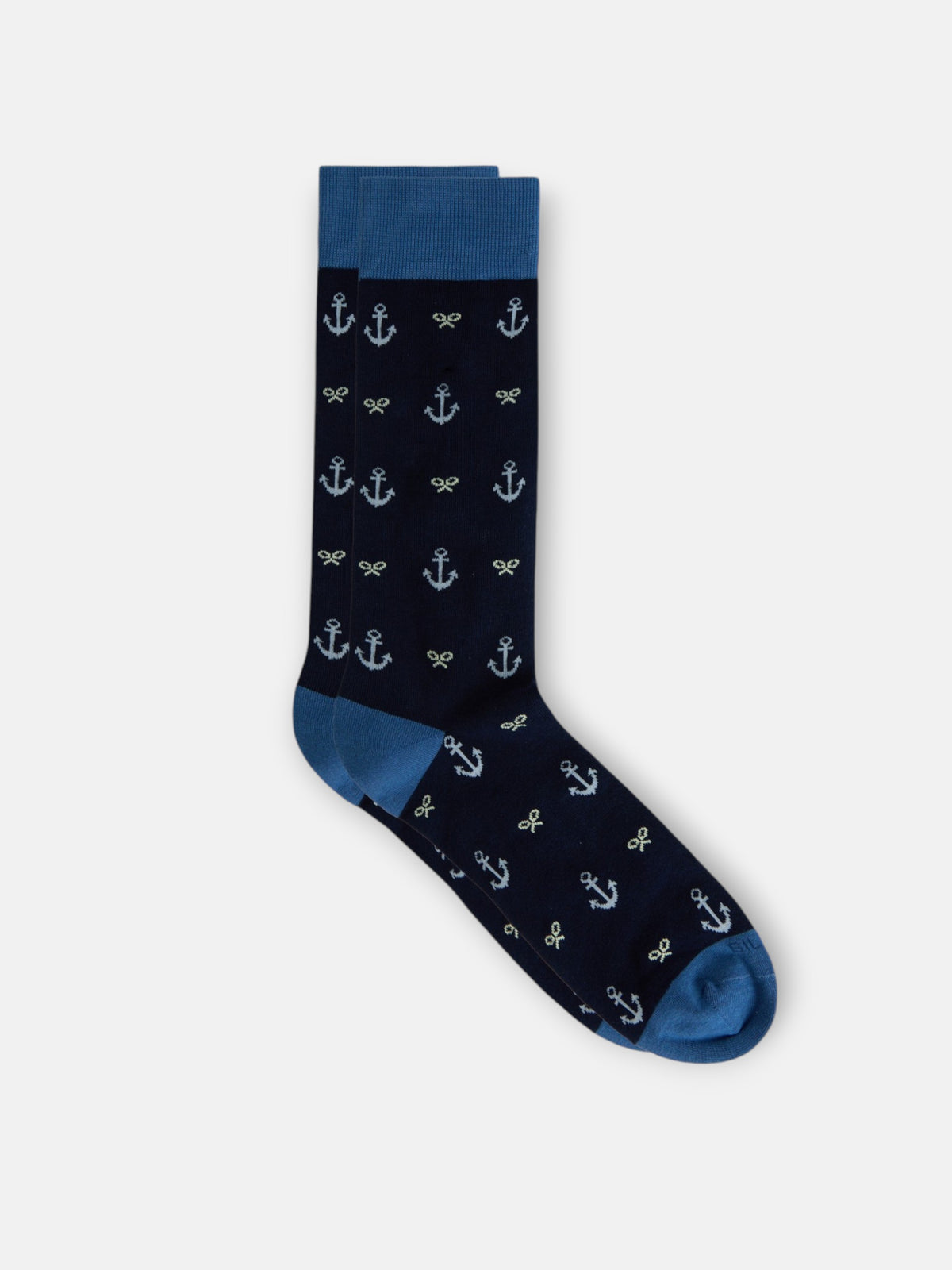 Navy blue socks with rackets and anchors