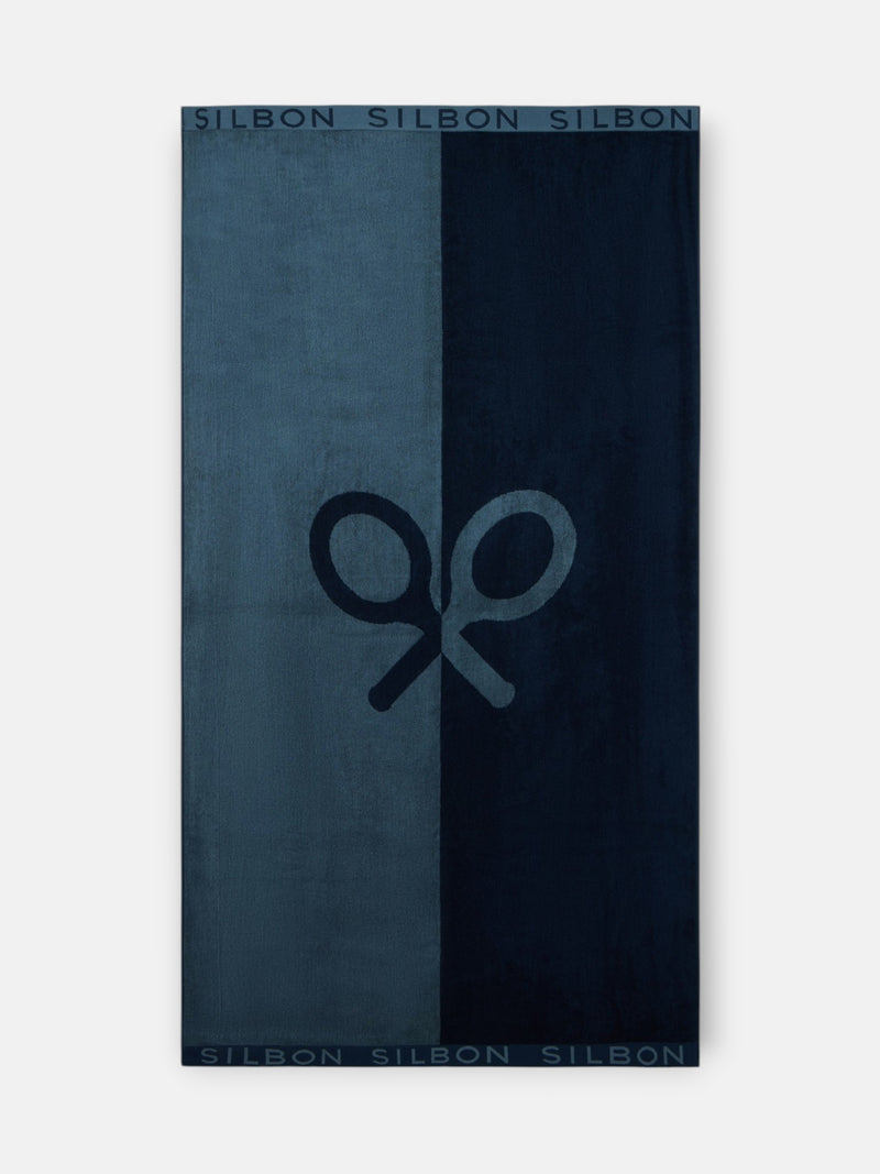 Serviette bicolore bleu marine
