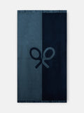 Serviette bicolore bleu marine