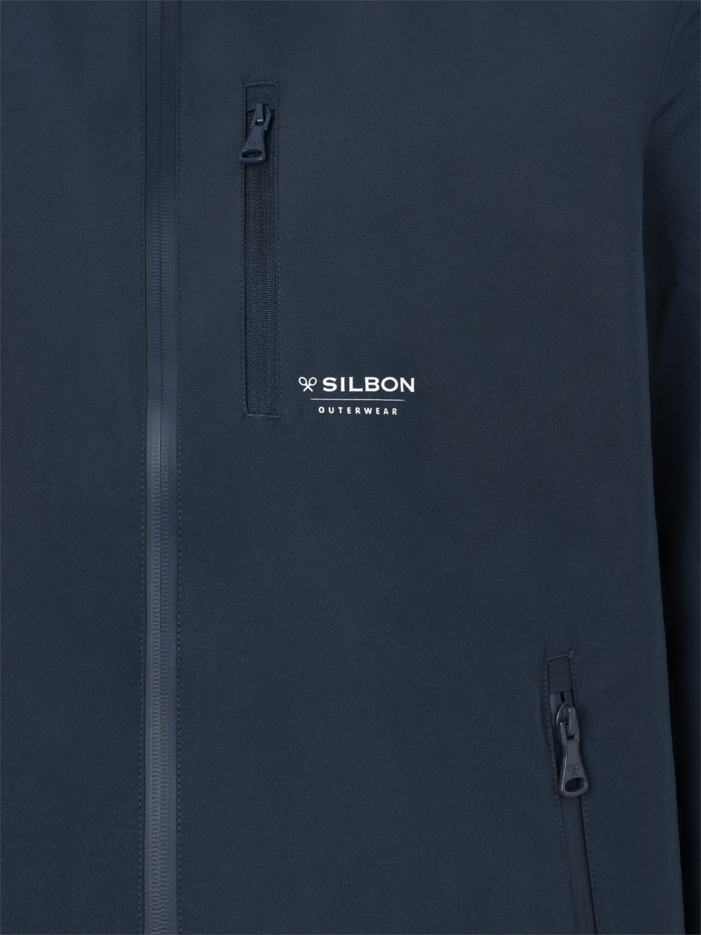 Technical windbreaker with hood navy blue