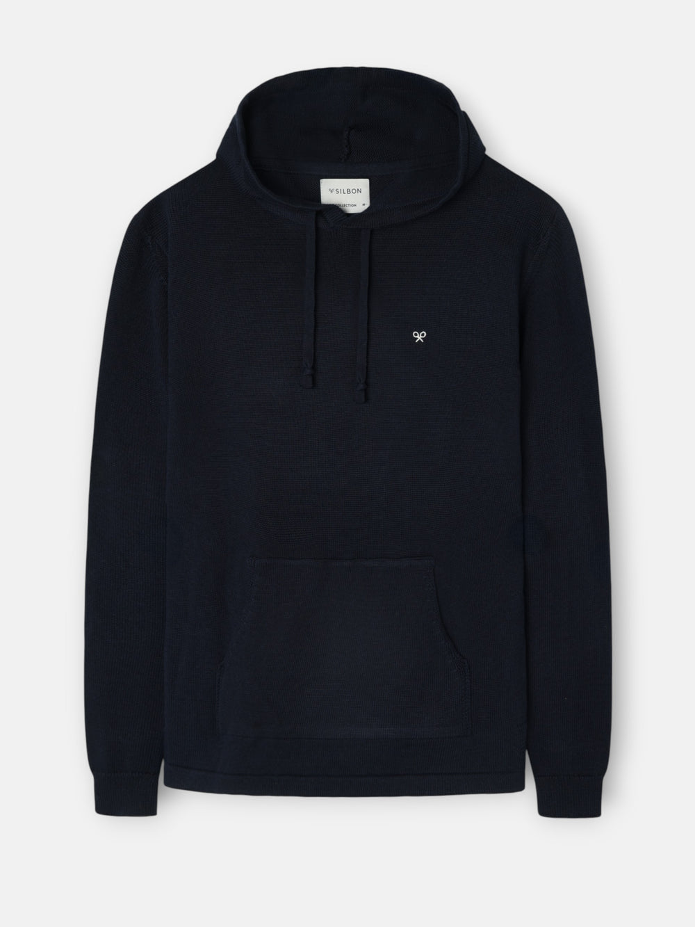 Pull à capuche uni bleu marine