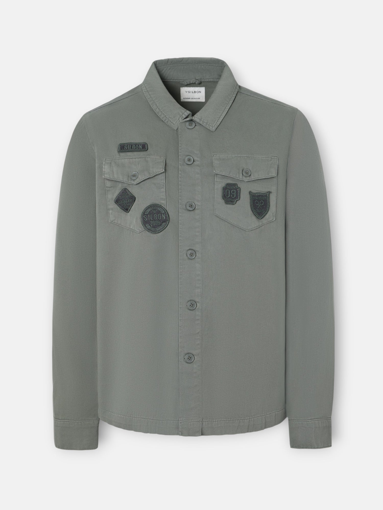 Petrol blue patch overshirt
