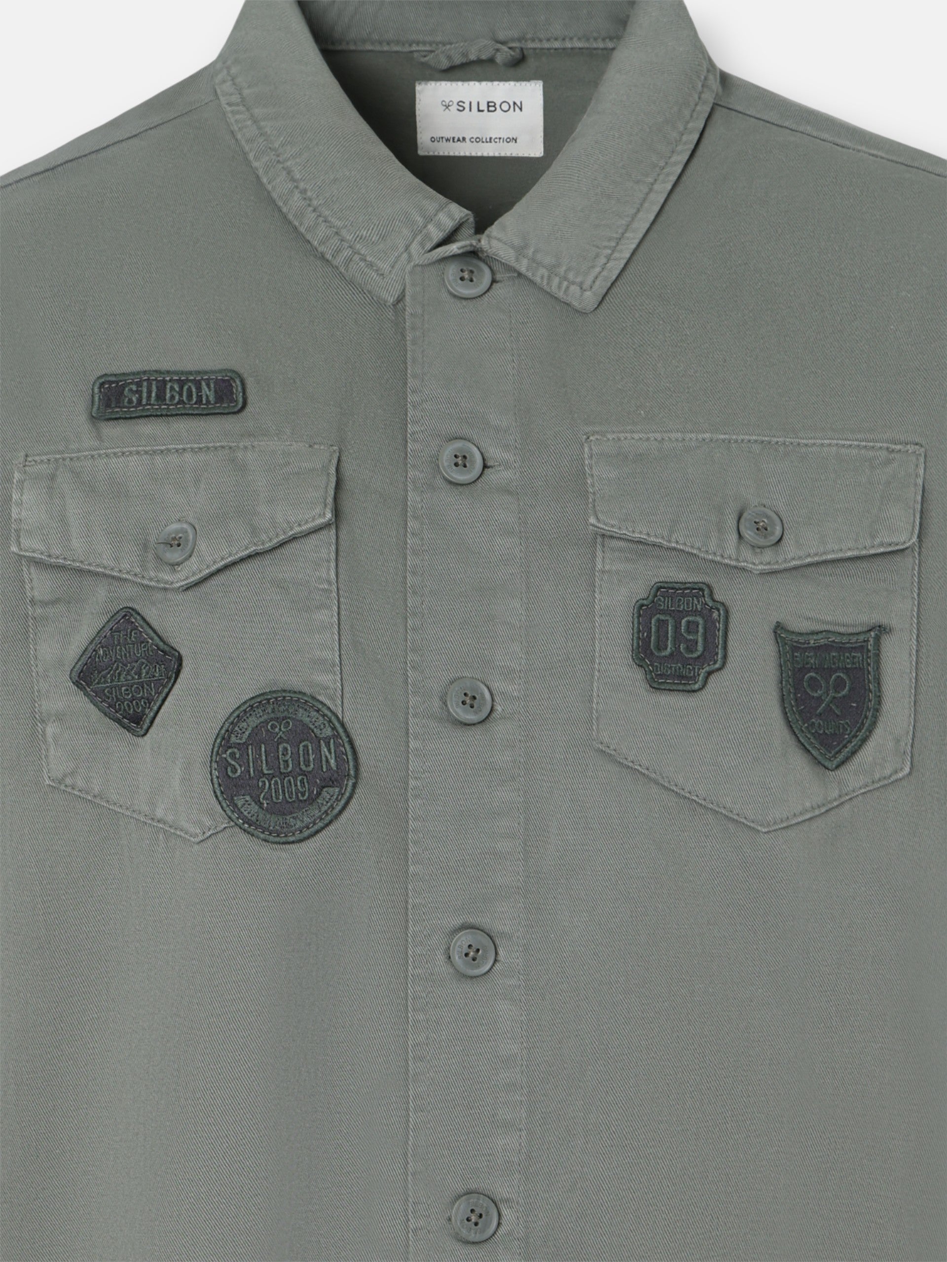 Sobrecamisa parches azul petroleo