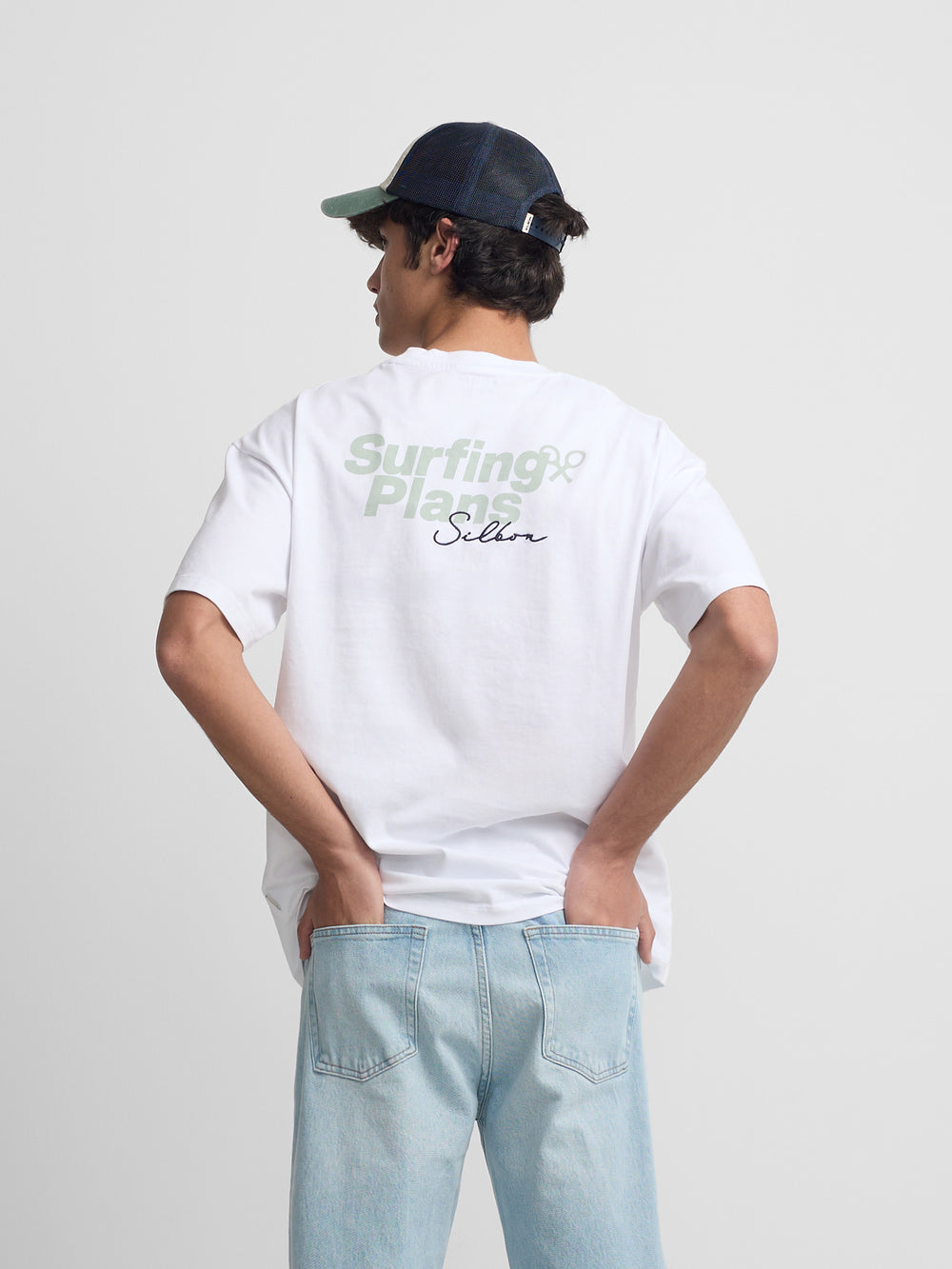 Camiseta relaxed fit surfing plans blanco