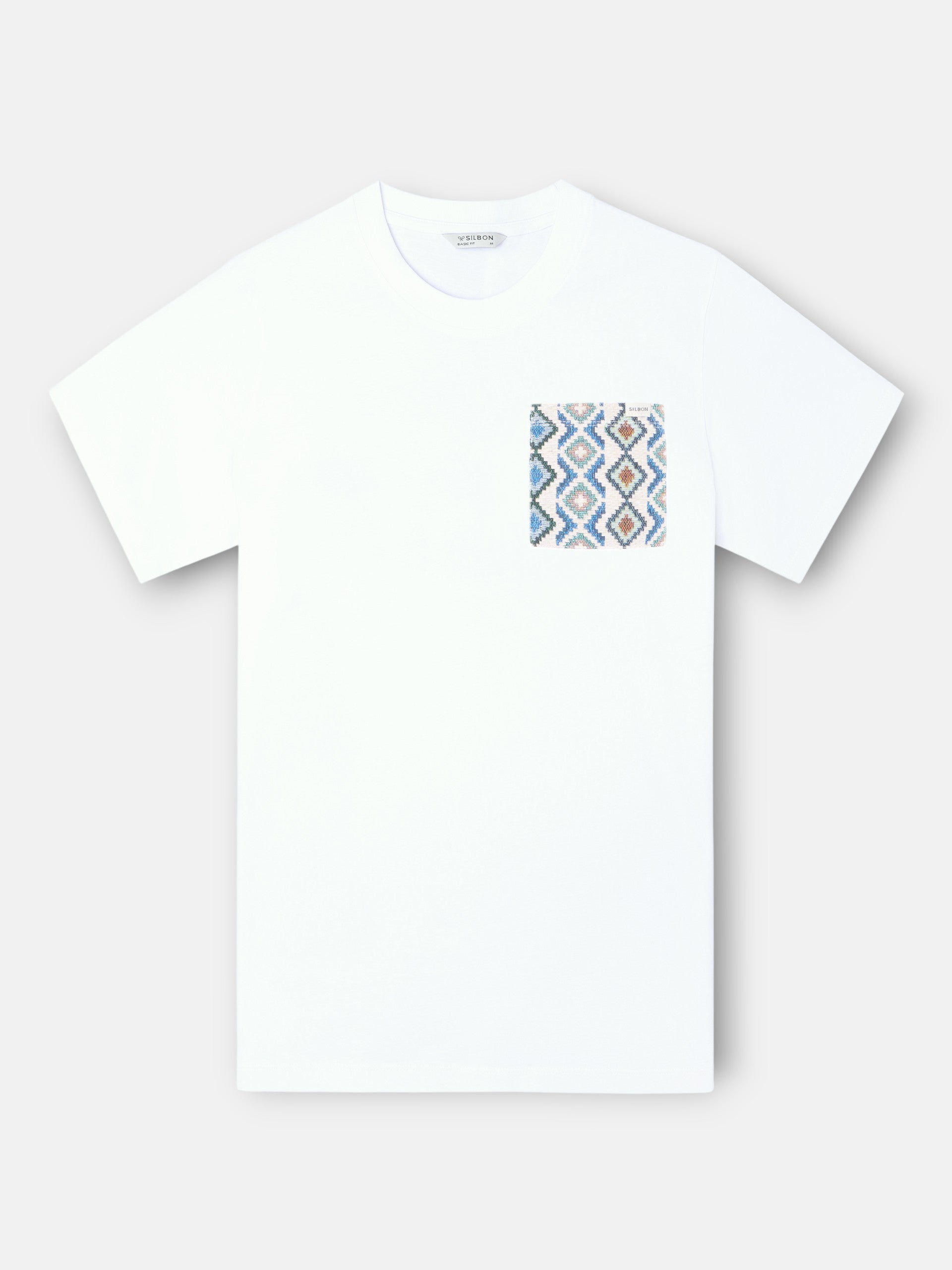 T-shirt bolso étnico branco