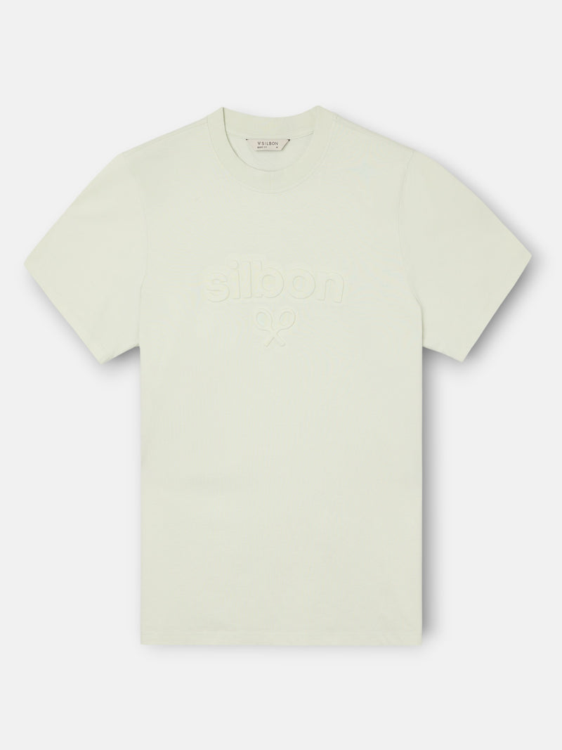 Silbon embossed T-shirt in light green shade