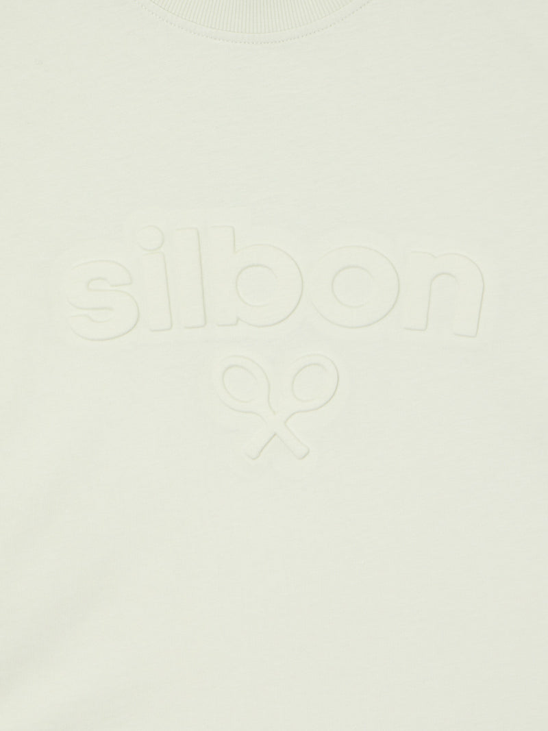 Silbon embossed T-shirt in light green shade