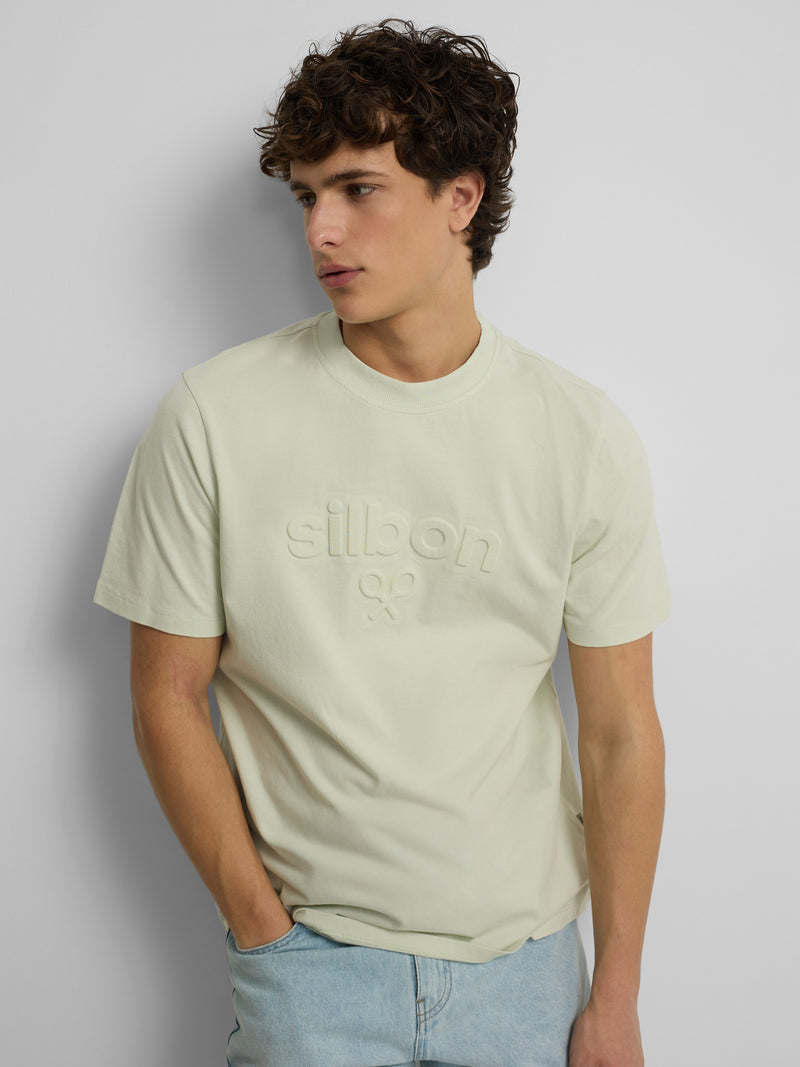Silbon embossed T-shirt in light green shade