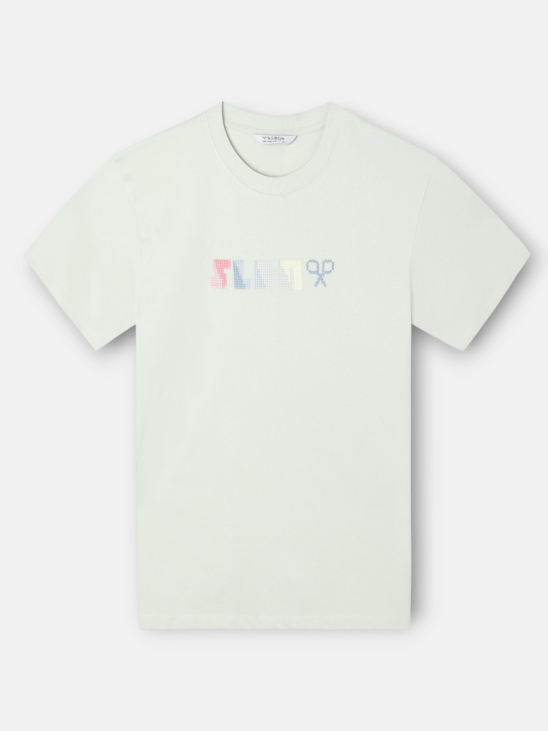 T-shirt vert clair à motif croisé slbn coupe décontractée