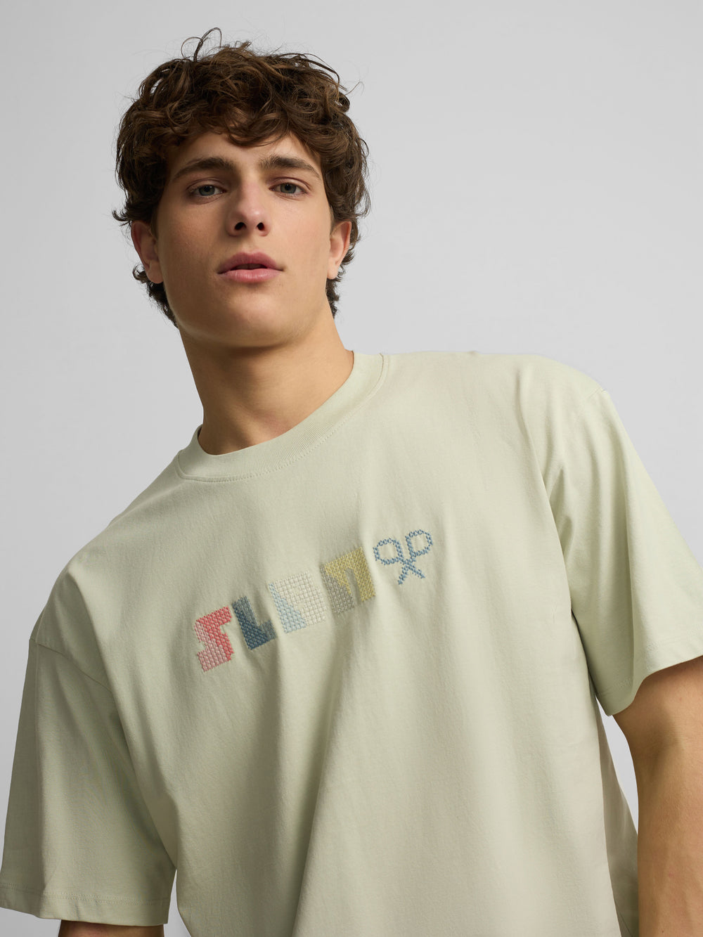 Relaxed fit slbn cross light green t-shirt
