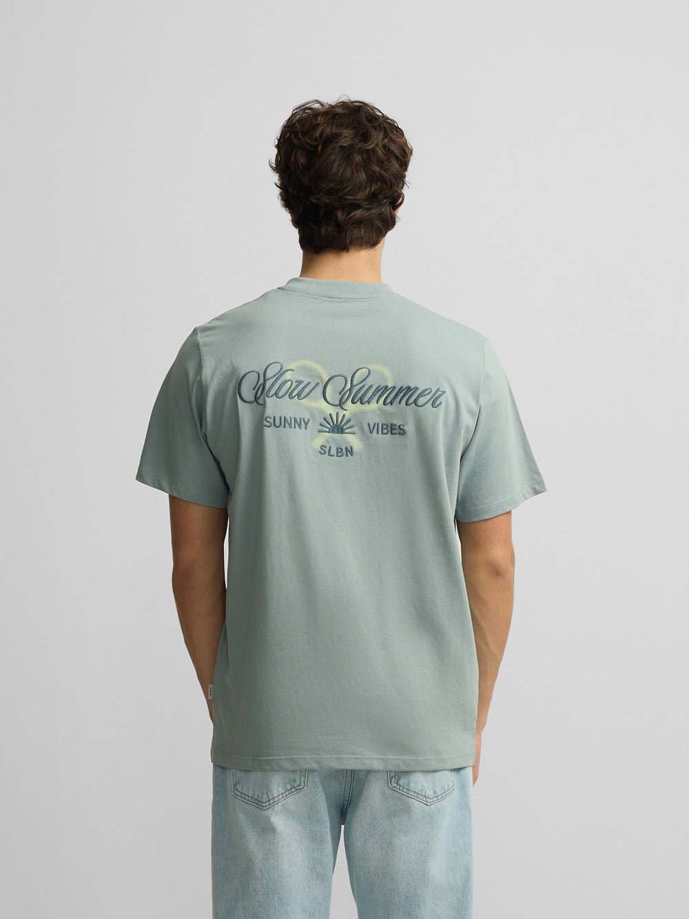 slow summer green grey t-shirt