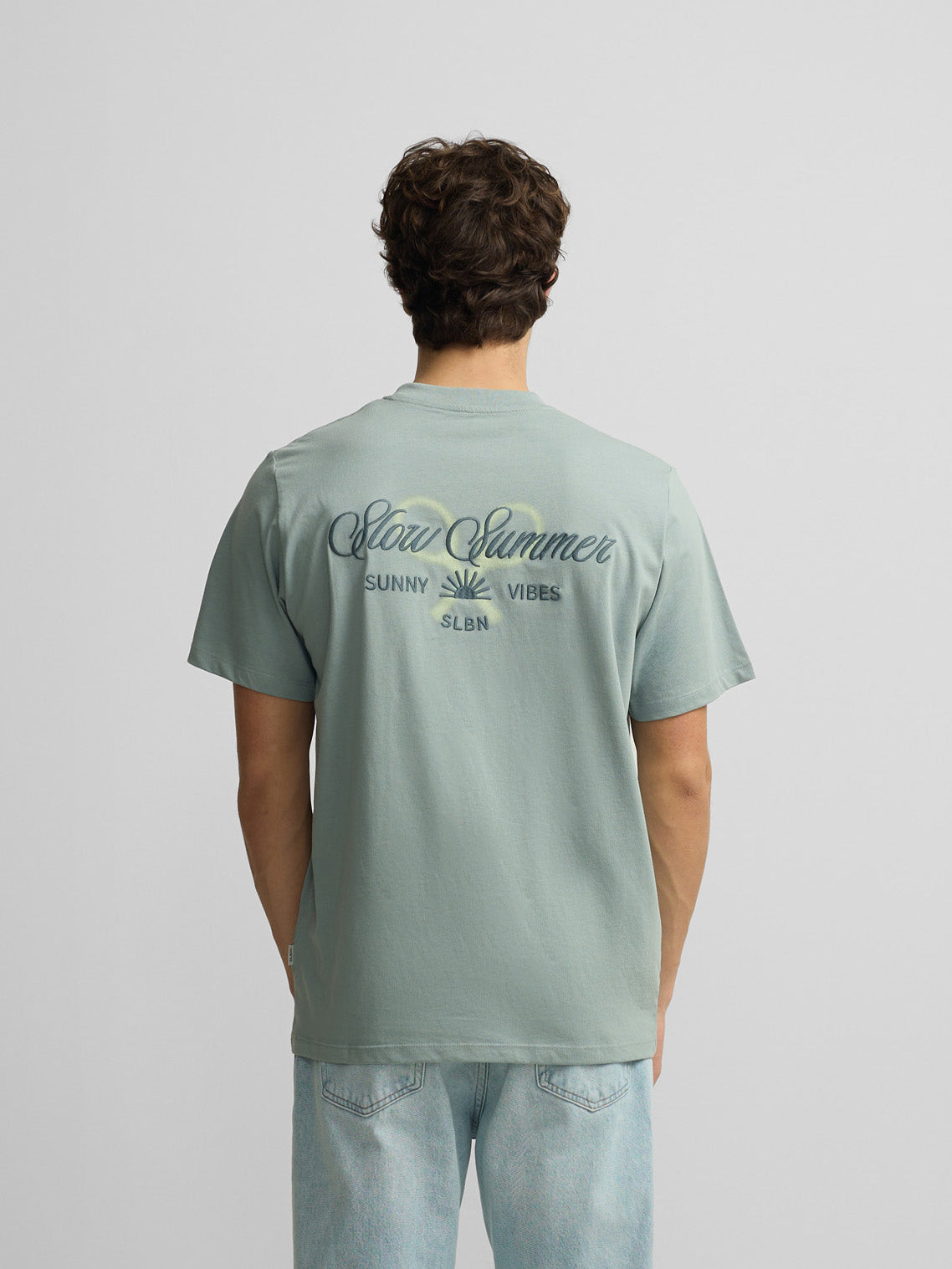 slow summer green grey t-shirt