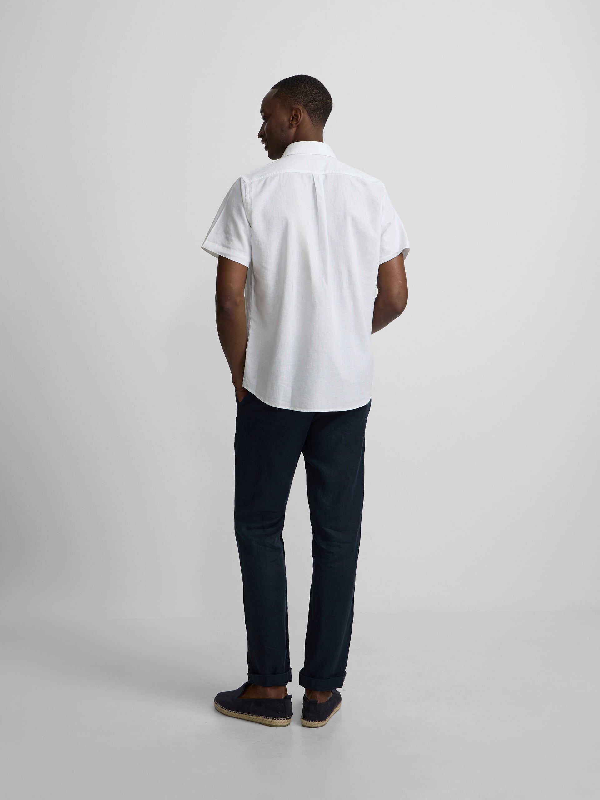 Chemise à manches courtes en lin blanc