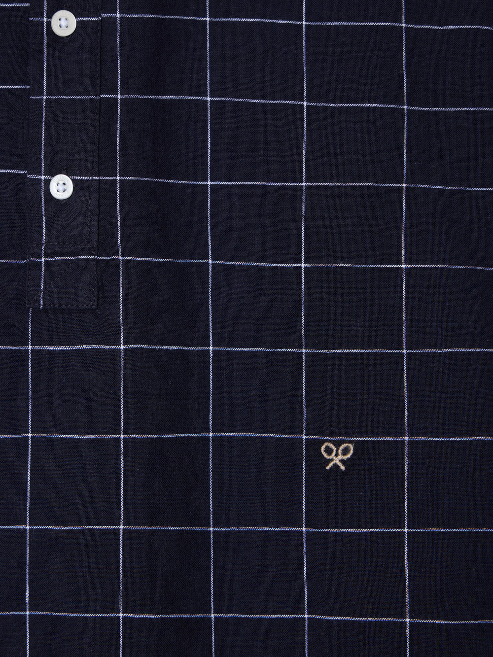 Polera sport lino cuadros azul marino