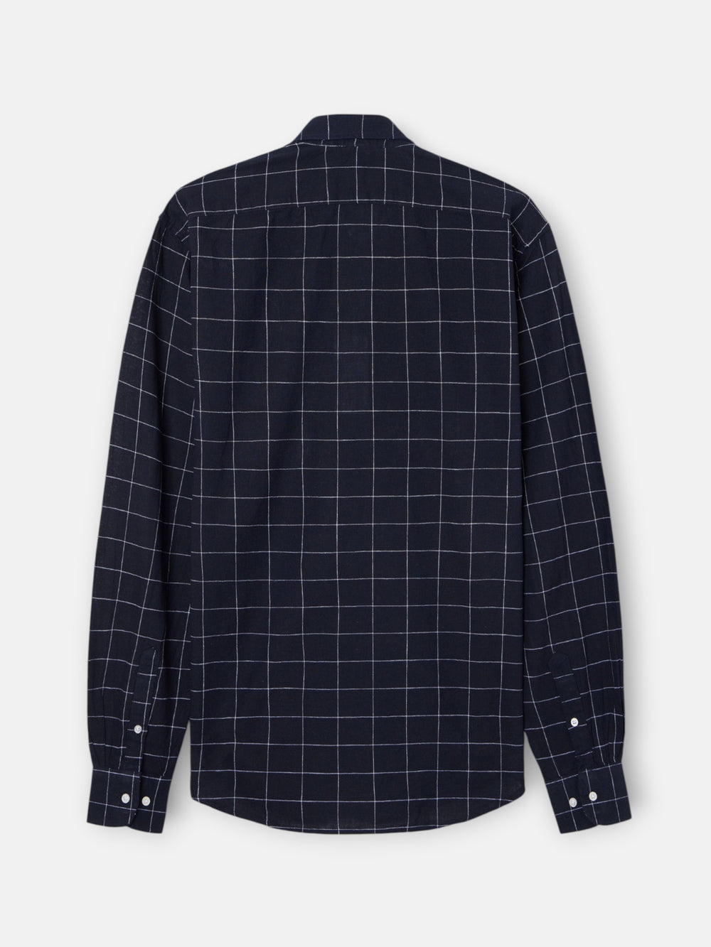 Polera sport lino cuadros azul marino